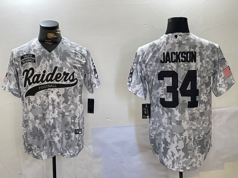 Men's Las Vegas Raiders Bo Jackson #34 Arctic Camo 2024 Salute to Service Jersey